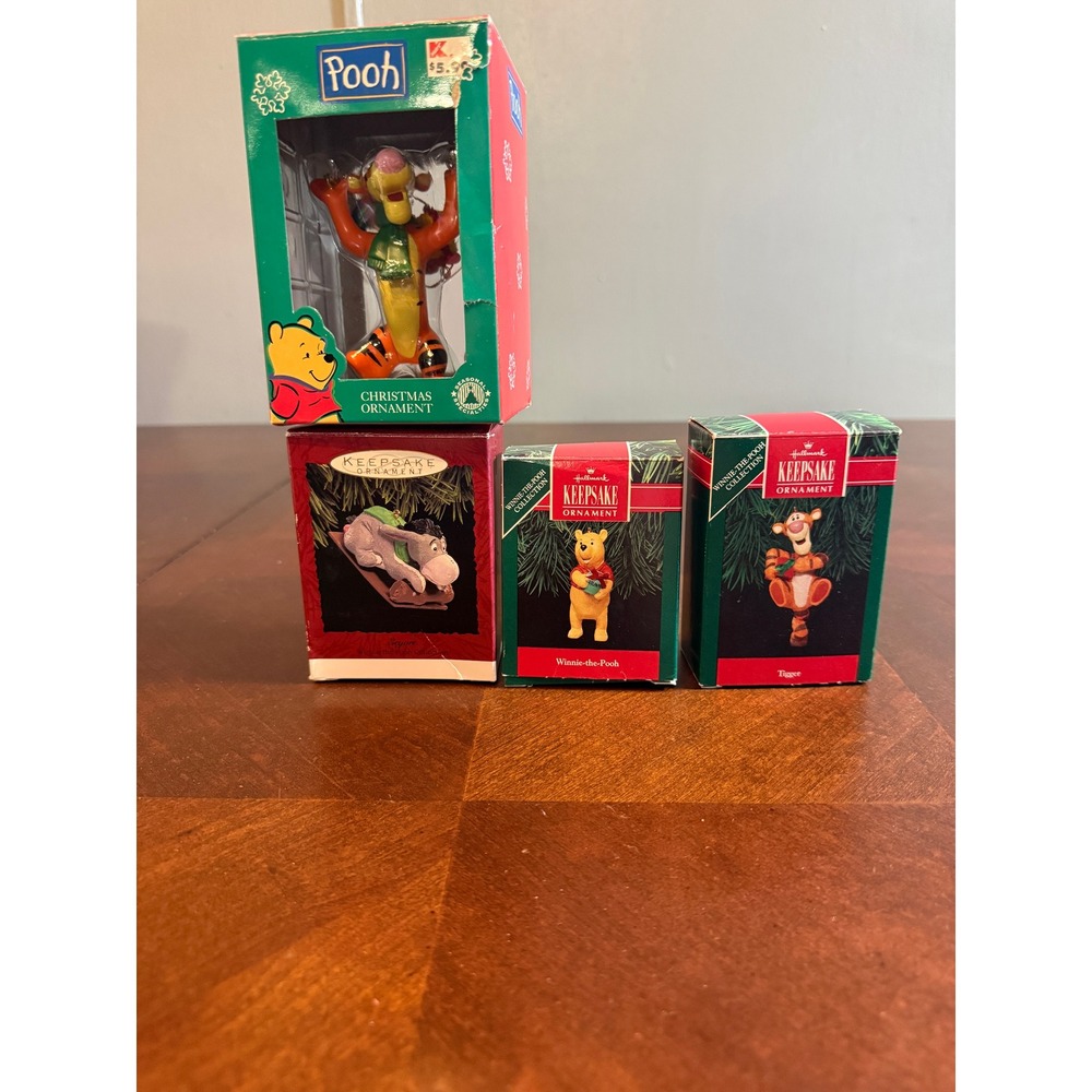 Vintage Winnie the Pooh Hallmark Keepsake Ornaments Set of 4 Tigger Eeyore